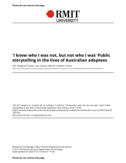 'I knew who I was not, but not who I was' Public storytelling in the lives of Australian adoptees