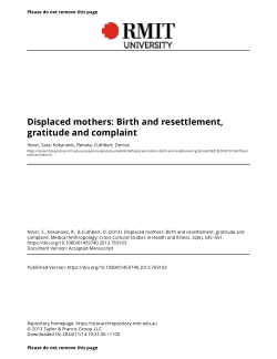 Displaced mothers: Birth and resettlement, gratitude and complaint