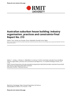 Australian suburban house building: industry organisation, practices and constraints-Final Report No. 213