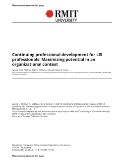 Continuing professional development for LIS professionals: Maximizing potential in an organizational context