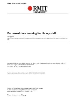 Purpose-driven learning for library staff