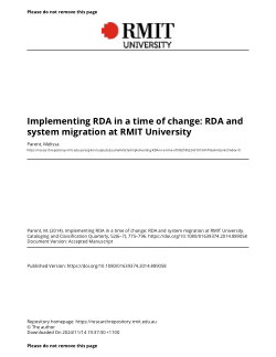 Implementing RDA in a time of change: RDA and system migration at RMIT University