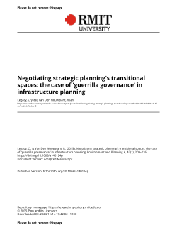 Negotiating strategic planning's transitional spaces: the case of 'guerrilla governance' in infrastructure planning