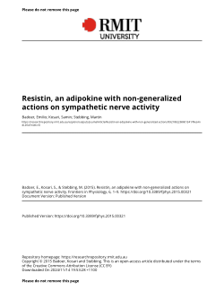 Resistin, an adipokine with non-generalized actions on sympathetic nerve activity