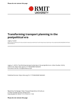 Transforming transport planning in the postpolitical era