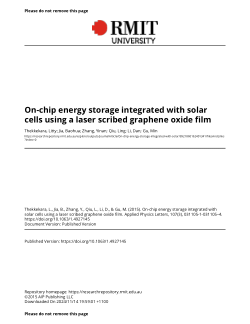 On-chip energy storage integrated with solar cells using a laser scribed graphene oxide film