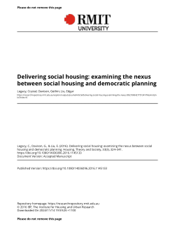 Delivering social housing: examining the nexus between social housing and democratic planning
