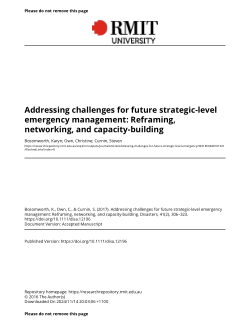 Addressing challenges for future strategic-level emergency management: Reframing, networking, and capacity-building