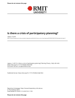 Is there a crisis of participatory planning?