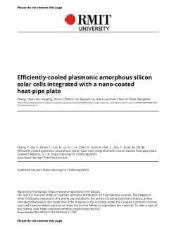 Efficiently-cooled plasmonic amorphous silicon solar cells integrated with a nano-coated heat-pipe plate