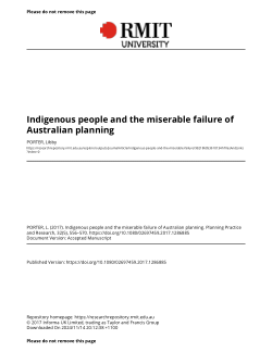 Indigenous people and the miserable failure of Australian planning