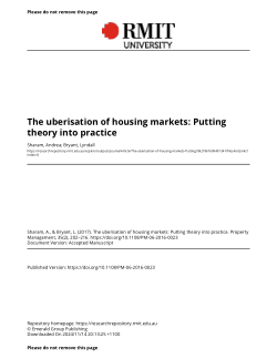 The uberisation of housing markets: Putting theory into practice