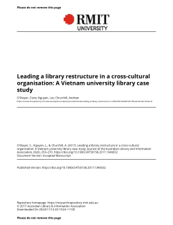 Leading a library restructure in a cross-cultural organisation: A Vietnam university library case study