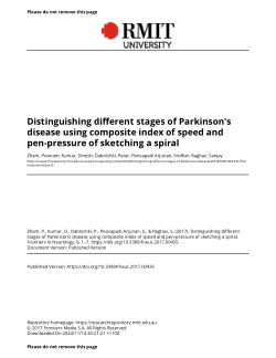 Distinguishing different stages of Parkinson's disease using composite index of speed and pen-pressure of sketching a spiral