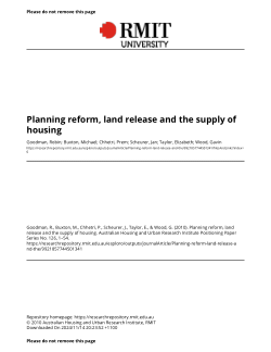 Planning reform, land release and the supply of housing