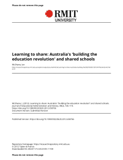Learning to share: Australia's 'building the education revolution' and shared schools