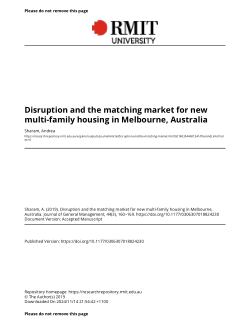 Disruption and the matching market for new multi-family housing in Melbourne, Australia