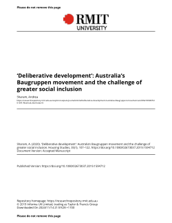‘Deliberative development’: Australia’s Baugruppen movement and the challenge of greater social inclusion