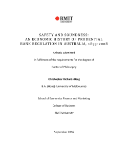 Safety and soundness: an economic history of prudential bank regulation in Australia, 1893-2008