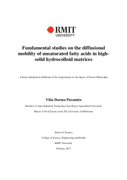 Fundamental studies on the diffusional mobility of unsaturated fatty acids in high-solid hydrocolloid matrices