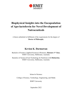 Biophysical insights into the encapsulation of Apo-lactoferrin for novel development of nutraceuticals