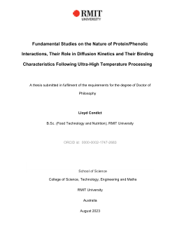 Fundamental Studies on the Nature of Protein/Phenolic Interactions, their Role in Diffusion Kinetics and their Binding Characteristics Following Ultra-high Temperature Processing