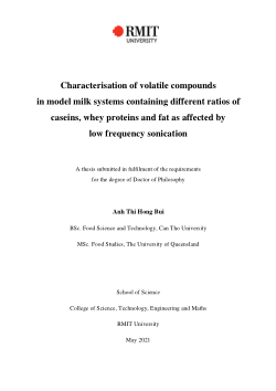 Characterisation of volatile compounds in model milk systems containing different ratios of caseins, whey proteins and fat as affected by low frequency sonication