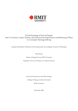 The archaeology of service design: how to unravel, locate, surface, and transmit the significance and meaning of place in a complex heritage setting