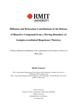 Diffusion and relaxation contributions in the release of bioactive compound from a moving boundary of genipin-crosslinked biopolymer matrices