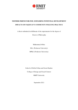 Neither friend nor foe: exploring potential development impacts of Pakistan's community policing practice