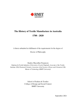 The history of textile manufacture in Australia 1788 - 2020