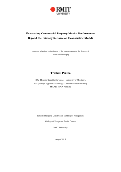 Forecasting commercial property market performance: beyond the primary reliance on econometric models