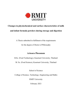 Changes in physiochemical and surface characteristics of milk and infant formula powders during storage and digestion