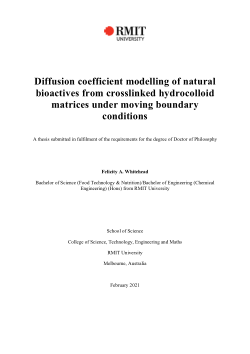 Diffusion coefficient modelling of natural bioactives from crosslinked hydrocolloid matrices under moving boundary conditions