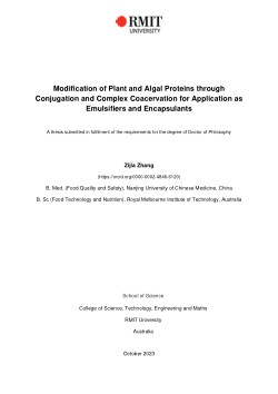 Modification of  plant and algal proteins through conjugation and complex coacervation for application as emulsifiers and encapsulants