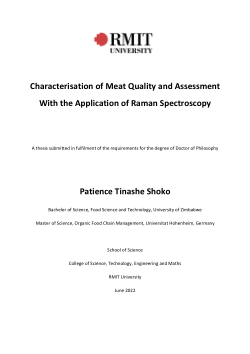 Characterisation of meat quality and assessment with the application of Raman spectroscopy