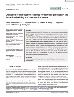Utilisation of certification schemes for recycled products in the Australian building and construction sector