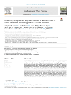 Connecting through nature: A systematic review of the effectiveness of nature-based social prescribing practices to combat loneliness