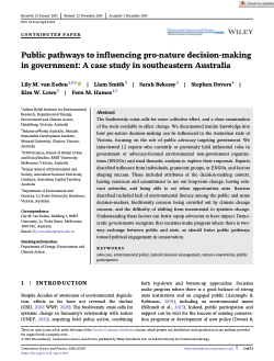 Public pathways to influencing pro‐nature decision‐making in government: A case study in southeastern Australia