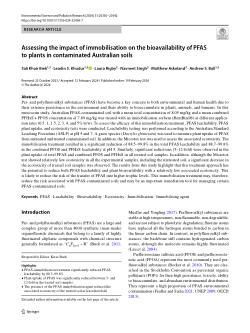 Assessing the impact of immobilisation on the bioavailability of PFAS to plants in contaminated Australian soils