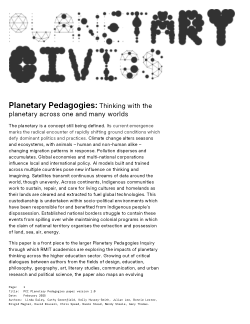 Planetary Pedagogies: Thinking with the planetary across one and many worlds