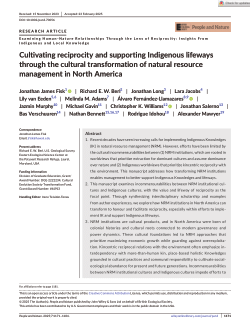 Cultivating reciprocity and supporting Indigenous lifeways through the cultural transformation of natural resource management in North America