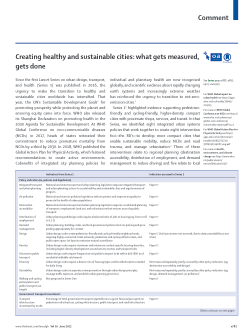 Creating healthy and sustainable cities: what gets measured, gets done