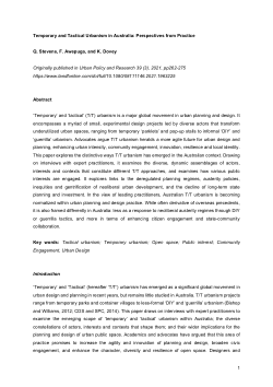Temporary and Tactical Urbanism in Australia: Perspectives from Practice