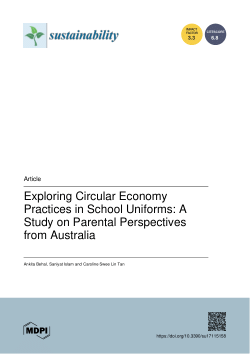 Exploring Circular Economy Practices in School Uniforms: A Study on Parental Perspectives from Australia
