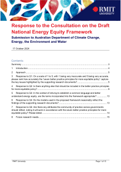 Response to the Consultation on the Draft National Energy Equity Framework Submission to Australian Department of Climate Change, Energy, the Environment and Water