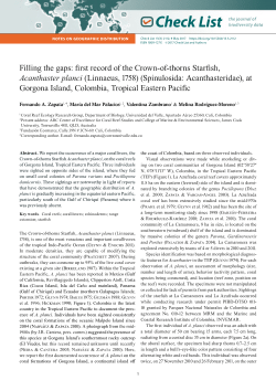 Filling the gaps: first record of the Crown-of-thorns Starfish, Acanthaster planci (Linnaeus, 1758) (Spinulosida: Acanthasteridae), at Gorgona Island, Colombia, Tropical Eastern Pacific