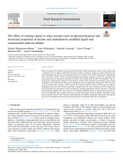 The effect of varying casein to whey protein ratio on physicochemical and structural properties of lactose and maltodextrin modified liquid and concentrated milk-tea blends
