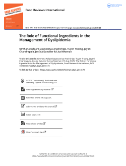 The Role of Functional Ingredients in the Management of Dyslipidemia