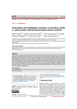 Antioxidant and antidiabetic potential of Acanthus mollis L. using choline chloride-based deep eutectic solvents